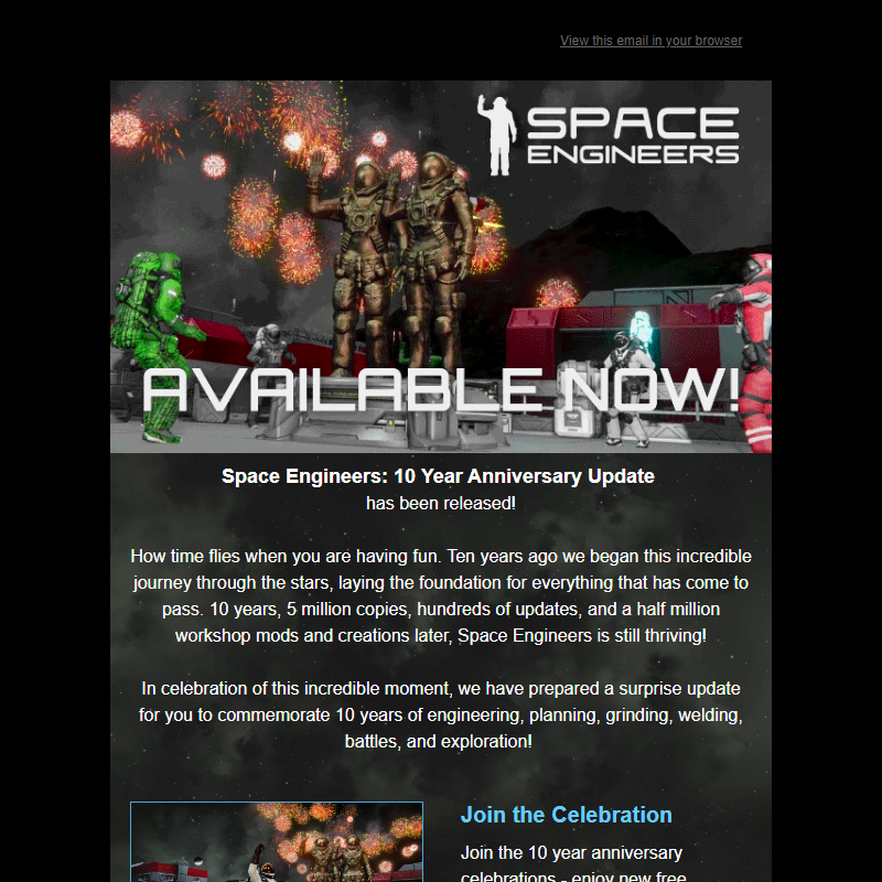 Space Engineers: 10 Year Anniversary Update available now!