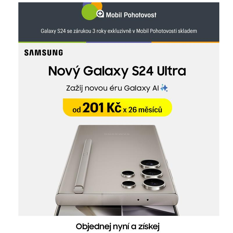 Samsung Galaxy S24 se zárukou 3 roky exkluzivně v Mobil Pohotovosti - skladem na našich pultech