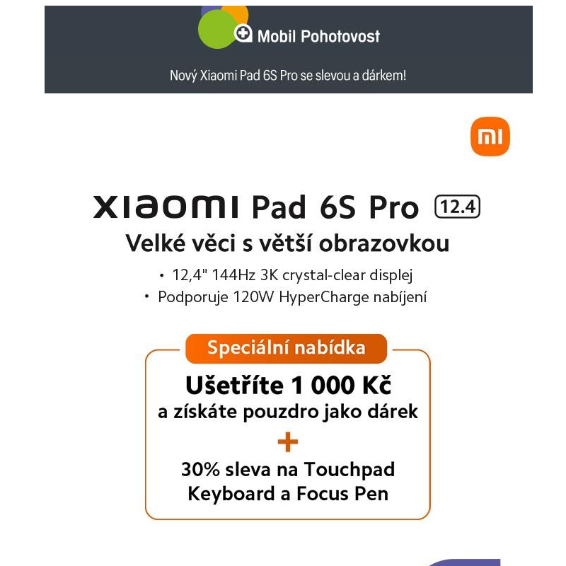 Nový Xiaomi Pad 6S Pro se slevou a dárkem!