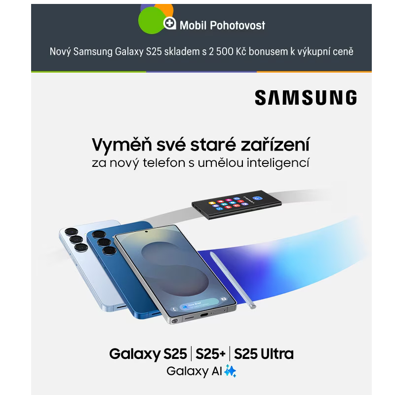 Nový Samsung Galaxy S25 skladem s 2 500 Kč bonusem k výkupní ceně