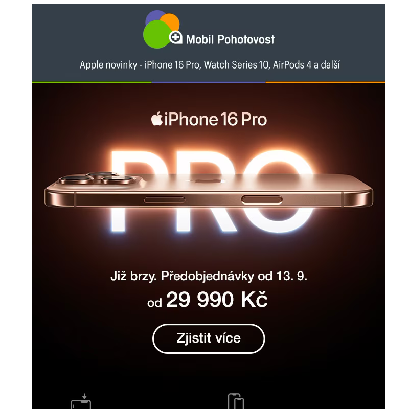 Apple novinky - iPhone 16 Pro, Watch Series 10, AirPods 4 a další