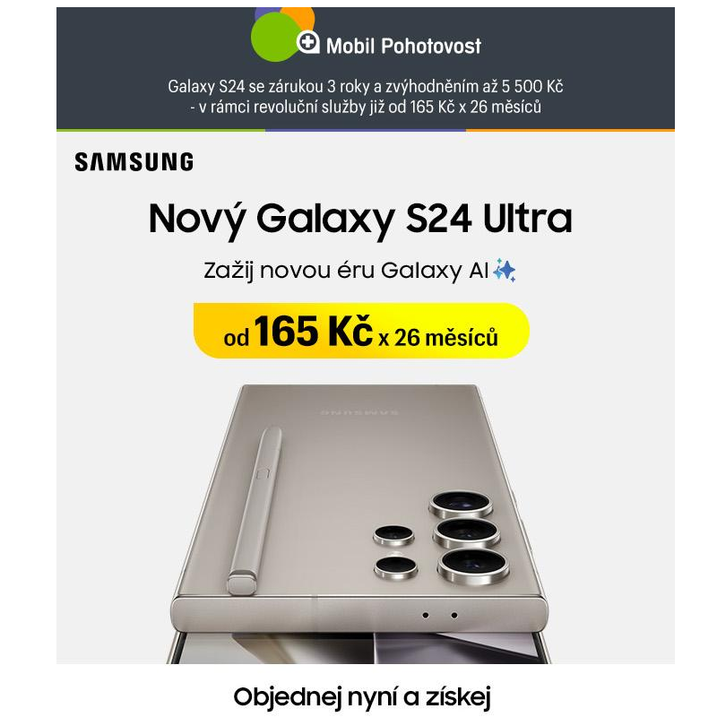 Přejděte na nový Samsung Galaxy S24 již od 10 690 Kč - Jen u nás se zárukou 3 roky!