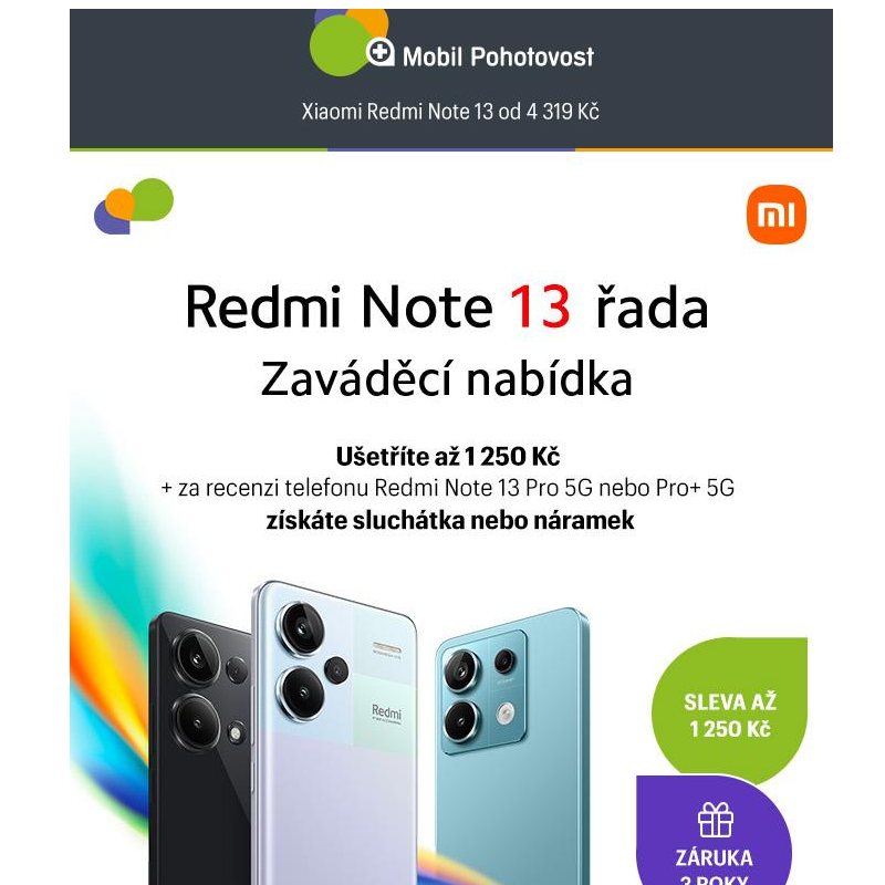 Xiaomi Redmi Note 13 od 4 319 Kč