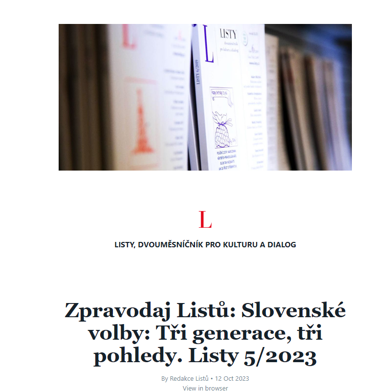 Zpravodaj Listů: Slovenské volby: Tři generace, tři pohledy. Listy 5/2023