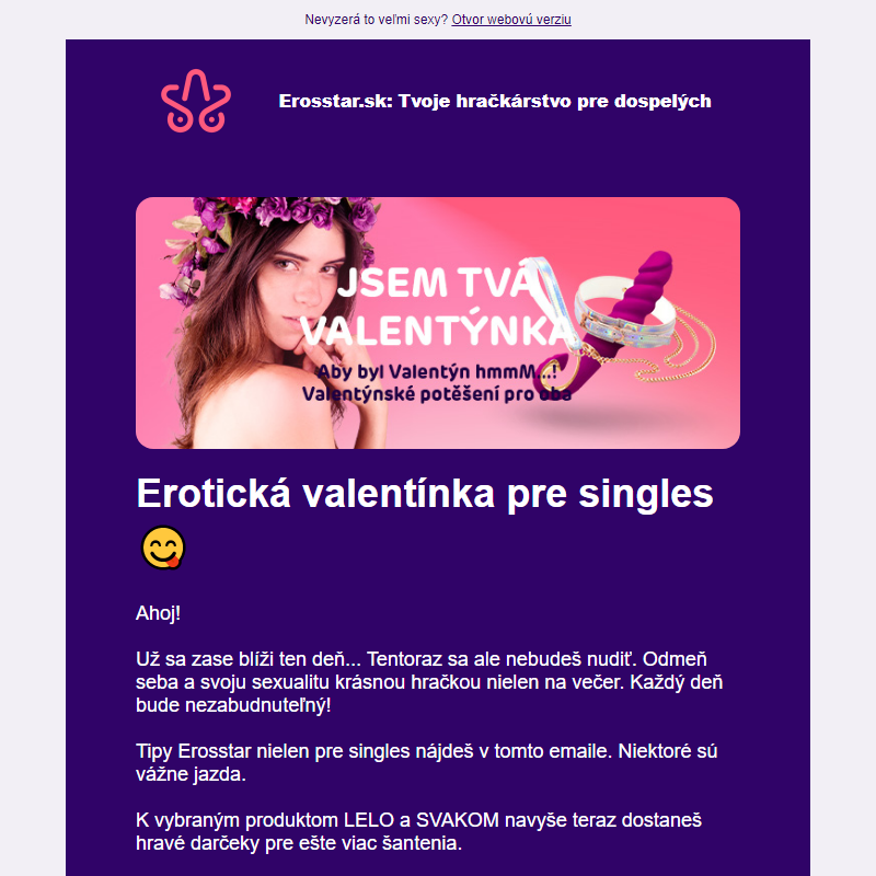 Erotická valentínka pre singles _