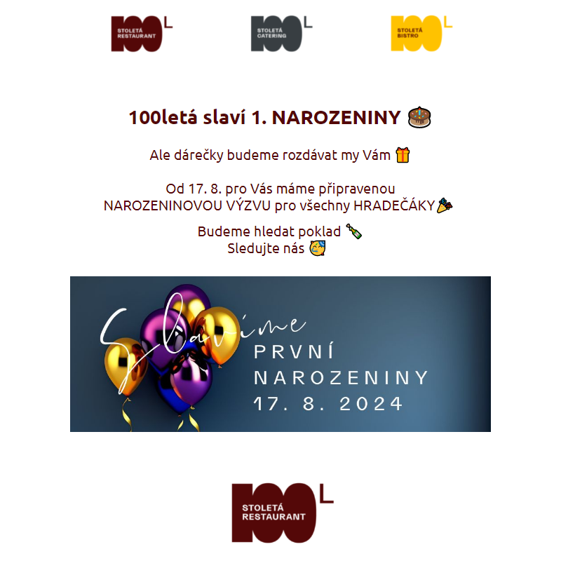 Co se bude vařit na 100leté   12. -  16. 8. 2024