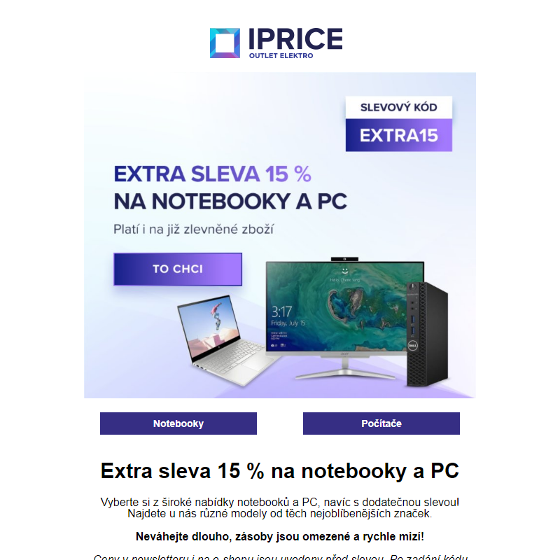 SLEVA 15 % na notebooky a PC _