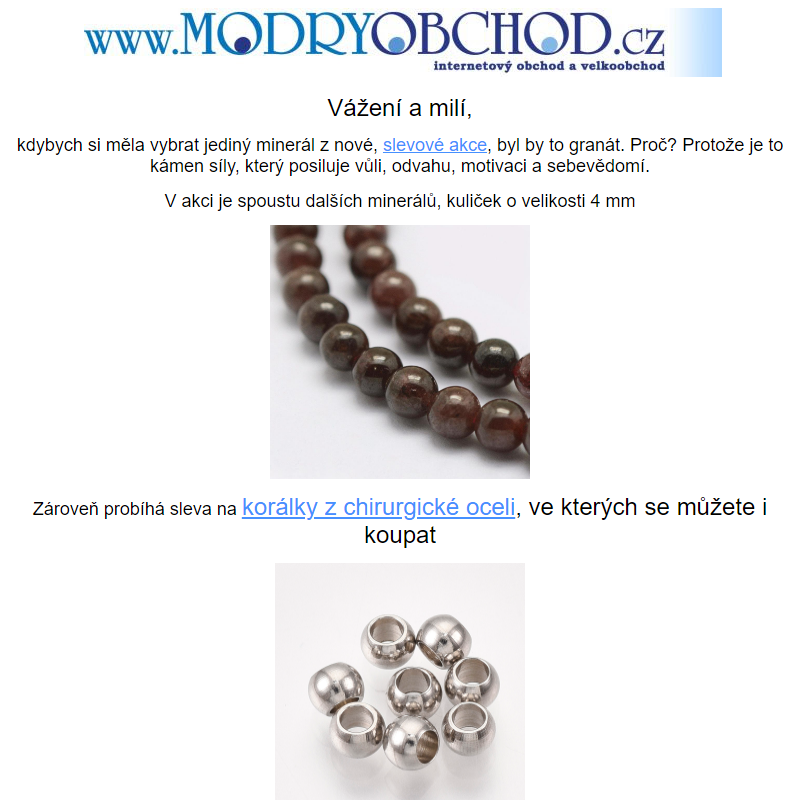 Slevova akce - mineraly, kulicky 4 mm, koralky z chirurgicke oceli, boho privesky, novinky, dovolena