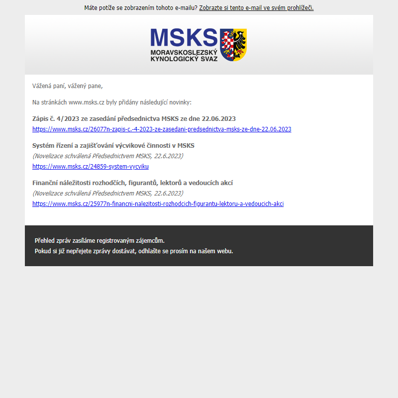 Novinky na webu msks.cz - Zápis č. 4/2023 ze zasedání předsednictva MSKS