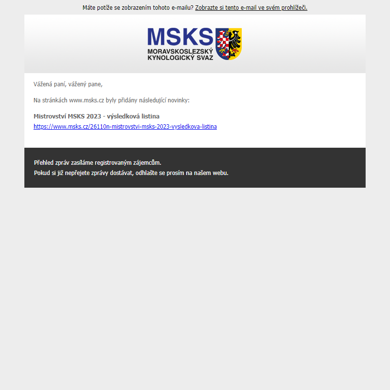 Novinky na webu msks.cz - Mistrovství MSKS 2023 - výsledková listina