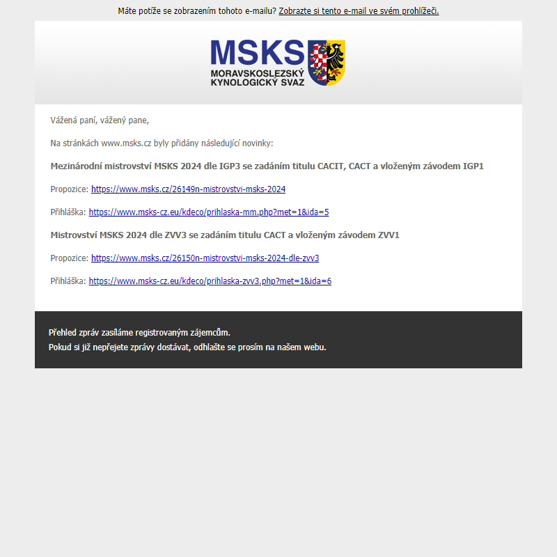Novinky na webu msks.cz - Mistrovství MSKS 2024