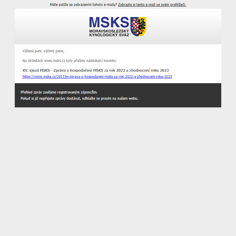 Novinky na webu msks.cz - XV. sjezd MSKS - Zpráva o hospodaření MSKS