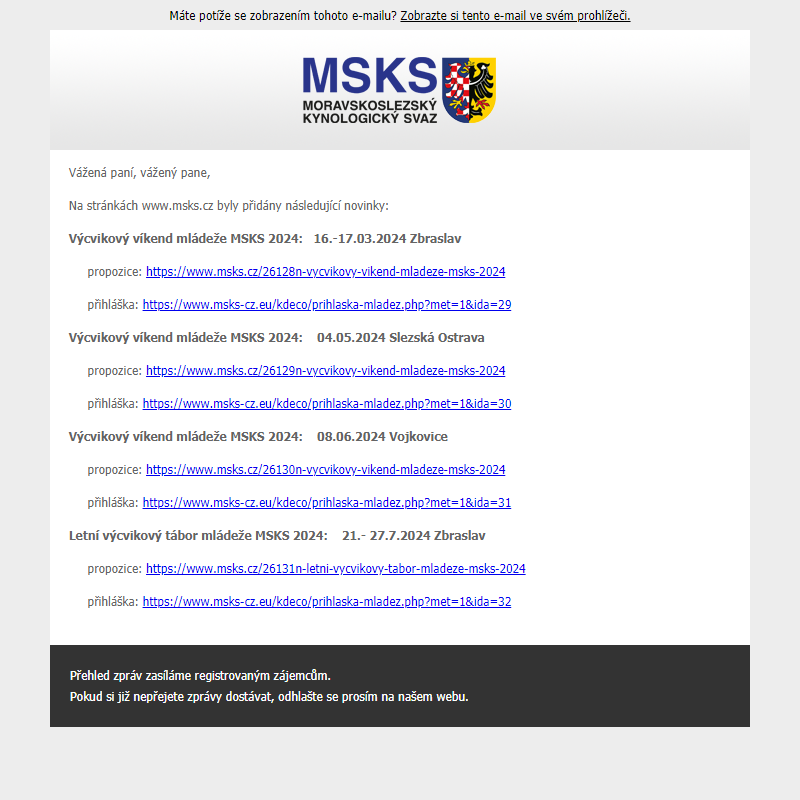 Novinky na webu msks.cz - Mládež MSKS 2024