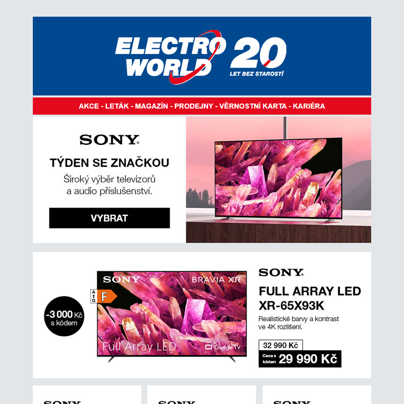 Sony týden - široký výběr televizí a audia za výhodné ceny.
