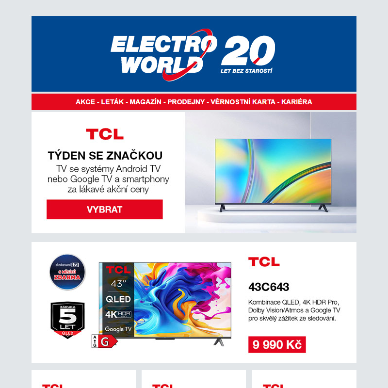 TCL týden - akční ceny televizí a mobilů, vyberte si.
