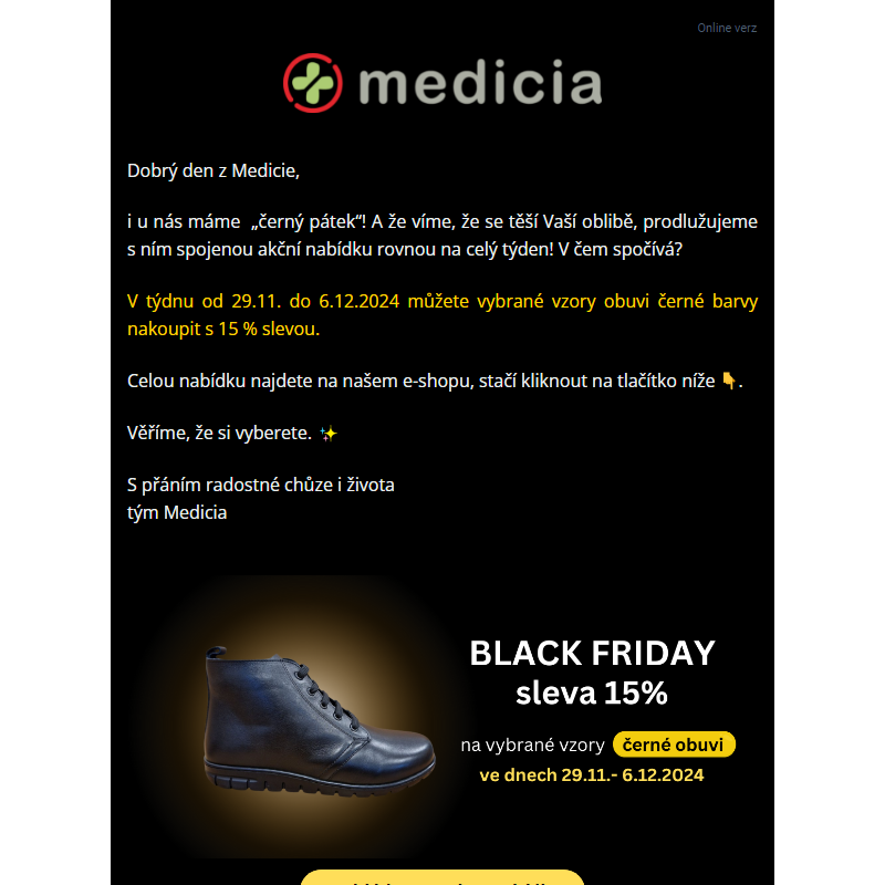 Hola, Black Friday volá _ Černá obuv se slevou 15 %