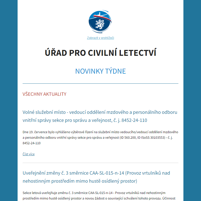 ÚCL Aktuality týdne - Všechny aktuality