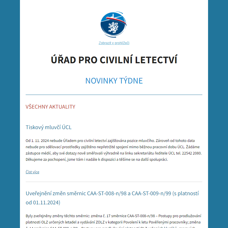 ÚCL Aktuality týdne - Všechny aktuality