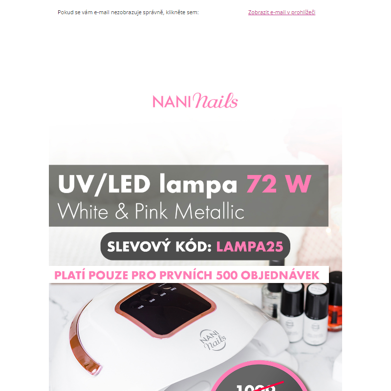 __Žhavá akce: Pořiďte si UV/LED lampu White & Pink Metallic s jedinečnou 25% slevou! - NaniNails.cz