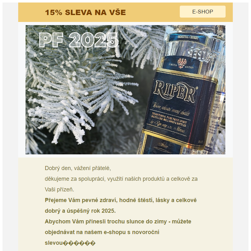 Novoroční sleva 15 % na celý nákup – nezmeškejte!