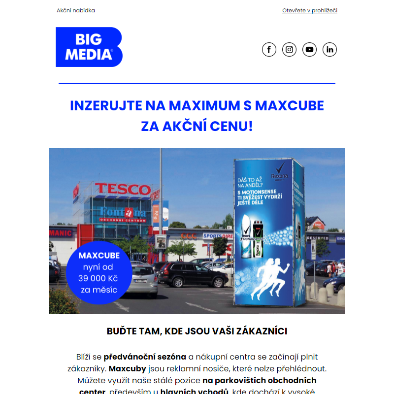 Inzerujte na maximum s Maxcube za akční cenu