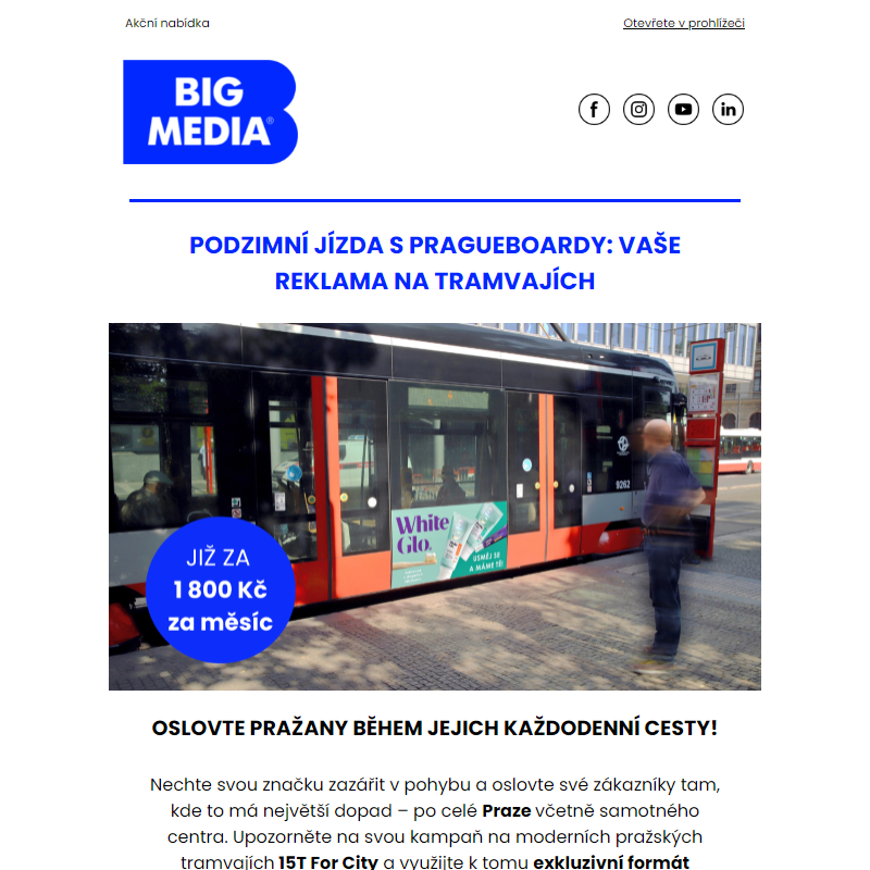 Podzimní jízda s pragueboardy – Vaše reklama na tramvajích