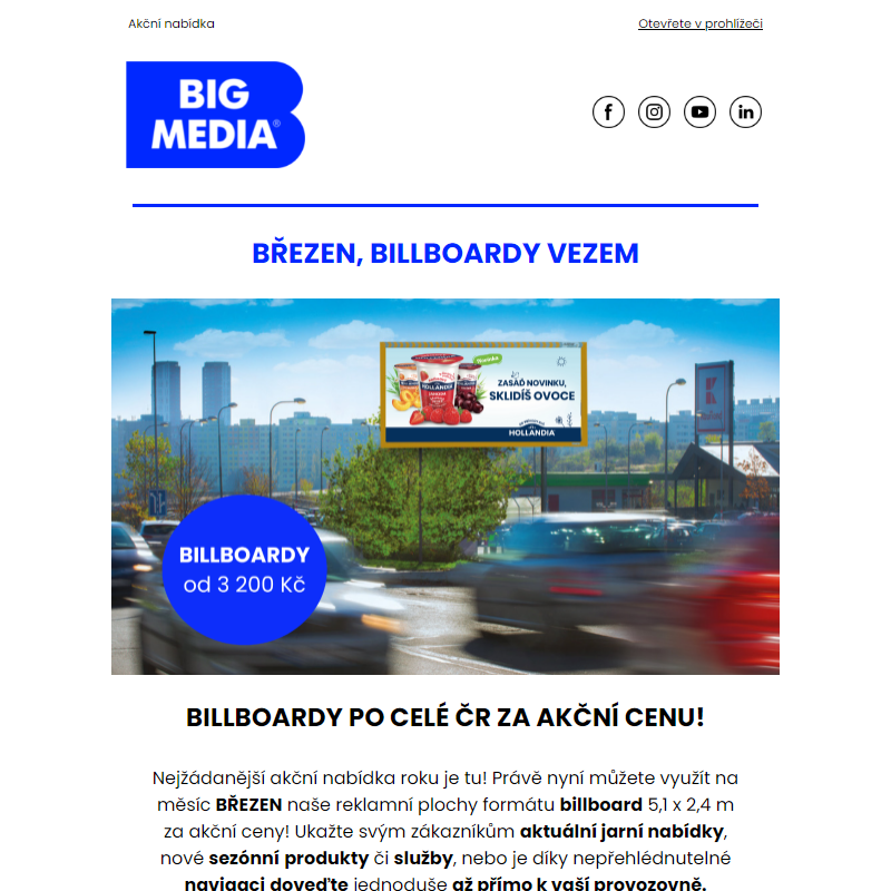 Březen, billboardy vezem