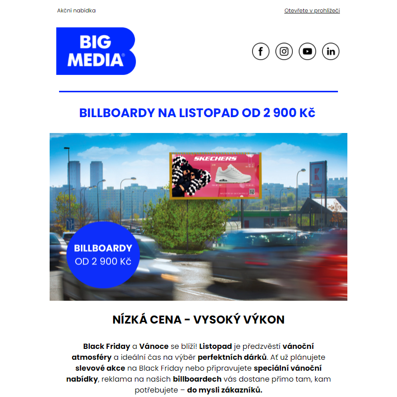 Billboardy na listopad od 2 900 Kč