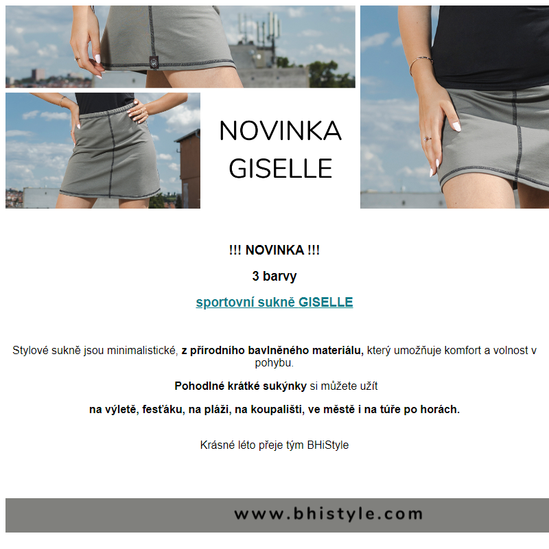 NOVINKA - sportovní sukně GISELLE od BHiStyle