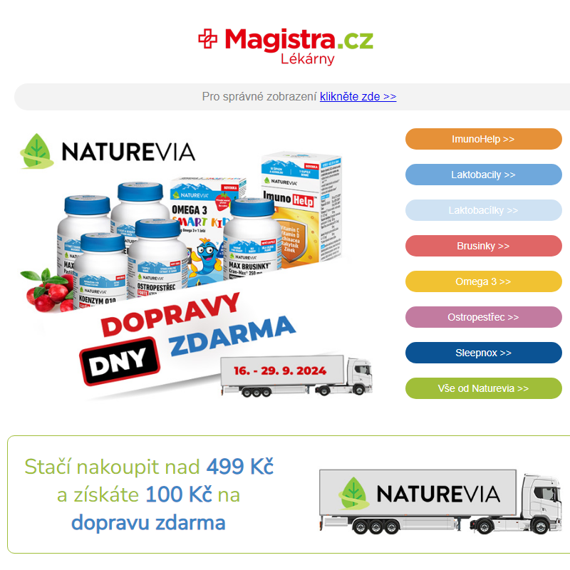 _ Dny dopravy zdarma _Nakupujte vše Naturevia s dopravou zdarma >>