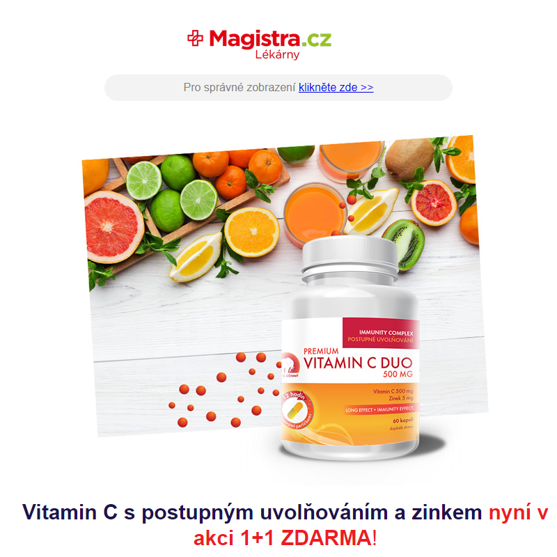 1+1 ZDARMA _ Doplňte si zásobu vitaminu C před nástupem chřipek >>