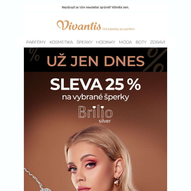 Už jen DNES! Sleva 25 % na vybrané šperky BRILIO SILVER