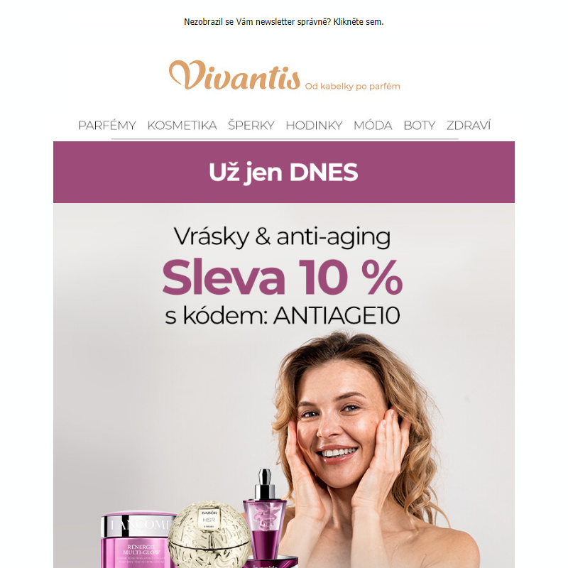 Poslední šance! EXTRA sleva 10 % na anti-aging kosmetiku _