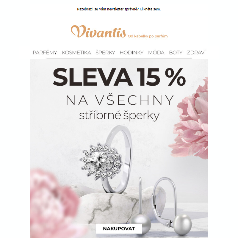 Sleva 15 % na VŠECHNY stříbrné šperky >>Tohle si nechcete nechat ujít!