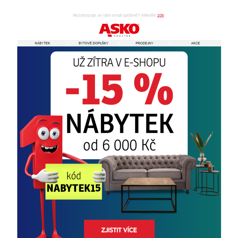 Zútulněte si svůj domov s 15% slevou na nábytek!