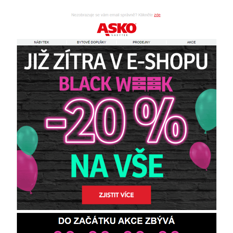 BLACK WEEK se slevou až 20 % na vše v e-shopu jíž zítra