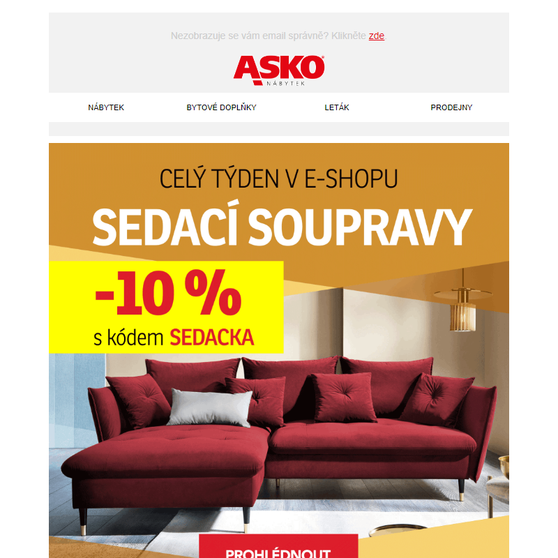 Celý týden -10 % sleva na všechny sedací soupravy