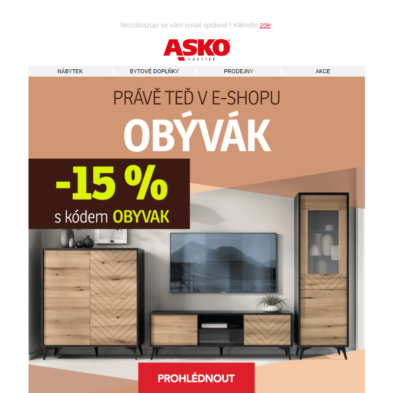 Zařiďte si obývací pokoj se slevou 15 %!