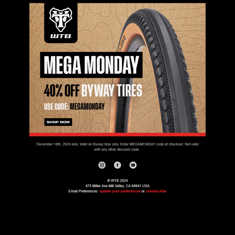 40% OFF ALL Byway Tires - Today only!