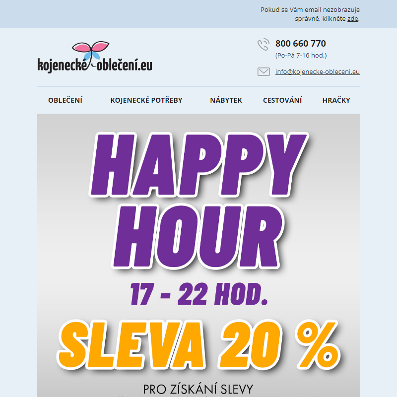 Využijte právě teď slevy 20 % v rámci Happy Hour! _