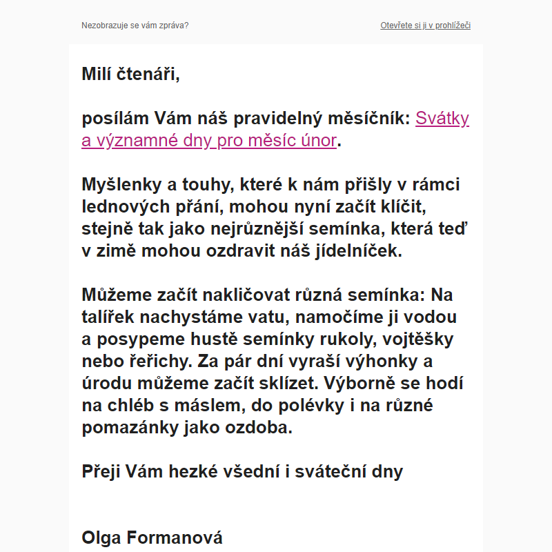 Svátky a významné dny pro měsíc únor