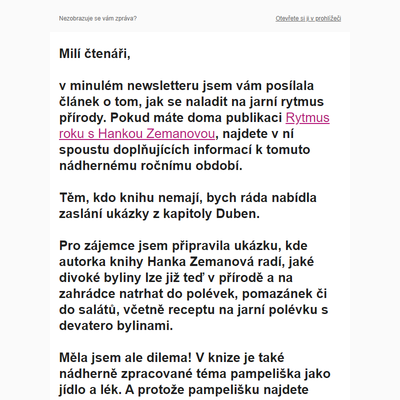 Dárek pro vás: Léčivé dary jarní přírody na váš e-mail