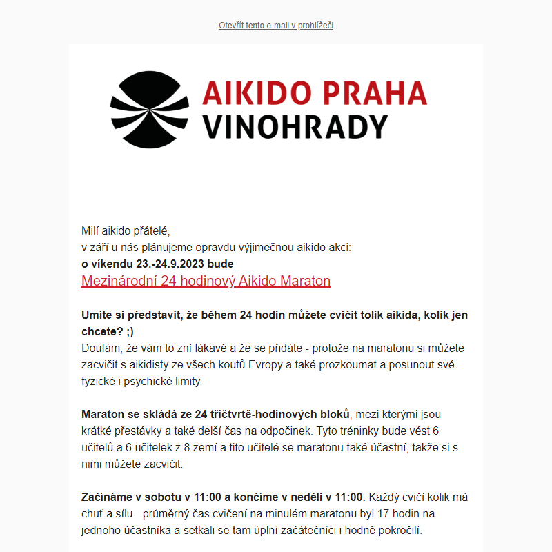 Mezinárodní Aikido Maraton v Praze - srdečně vás zveme!