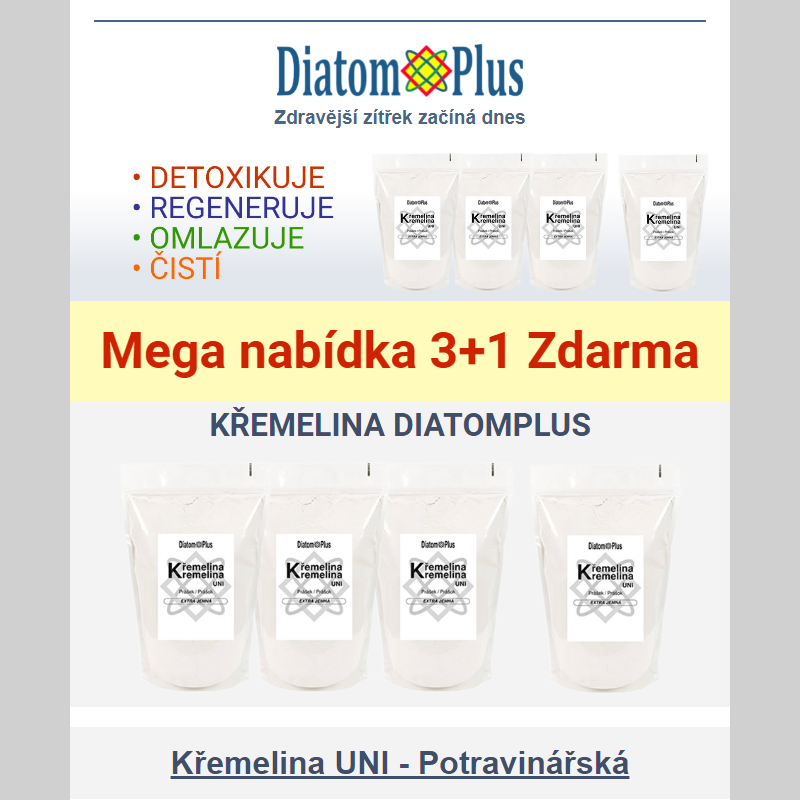 Křemelina DiatomPlus MEGA nabídka 3+1 Zdarma