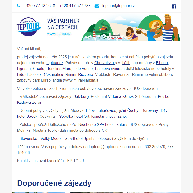 newsletter-  LÉTO 2025 - zájezdy s BUS dopravou