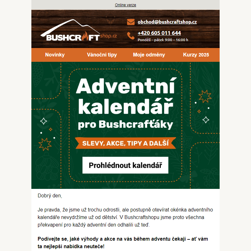 _ Bushcraft adventní kalendář: Překvapení každý den