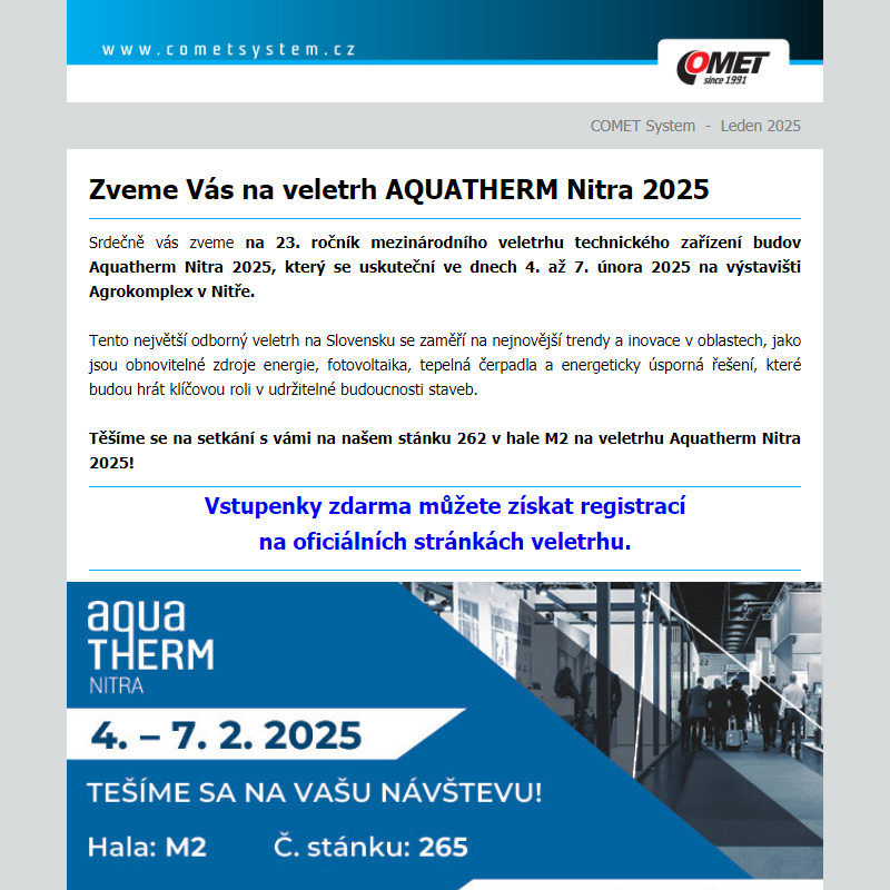 Zveme Vás na veletrh AQUATHERM Nitra 2025