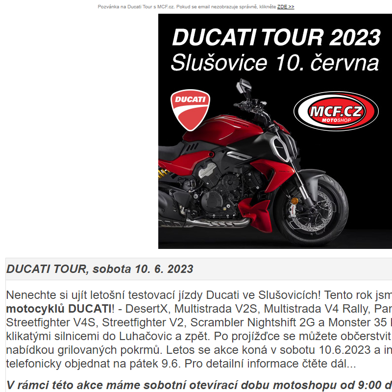 DUCATI Tour 2023 s M.C.F. cz ve Slušovicích