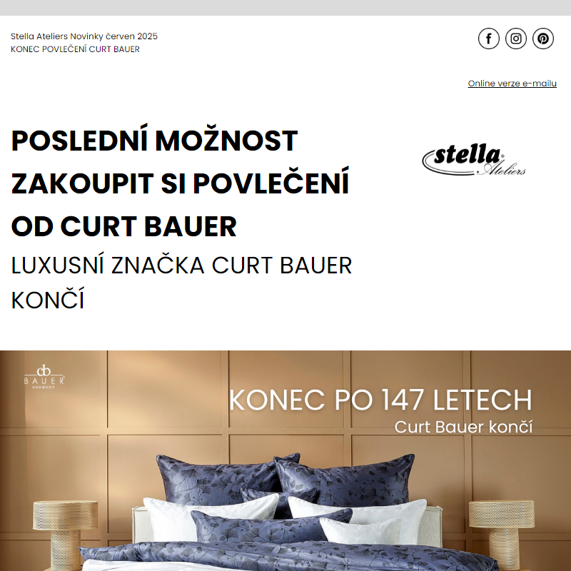 Po 147 letech konec - poslední možnost zakoupit si povlečení Curt Bauer