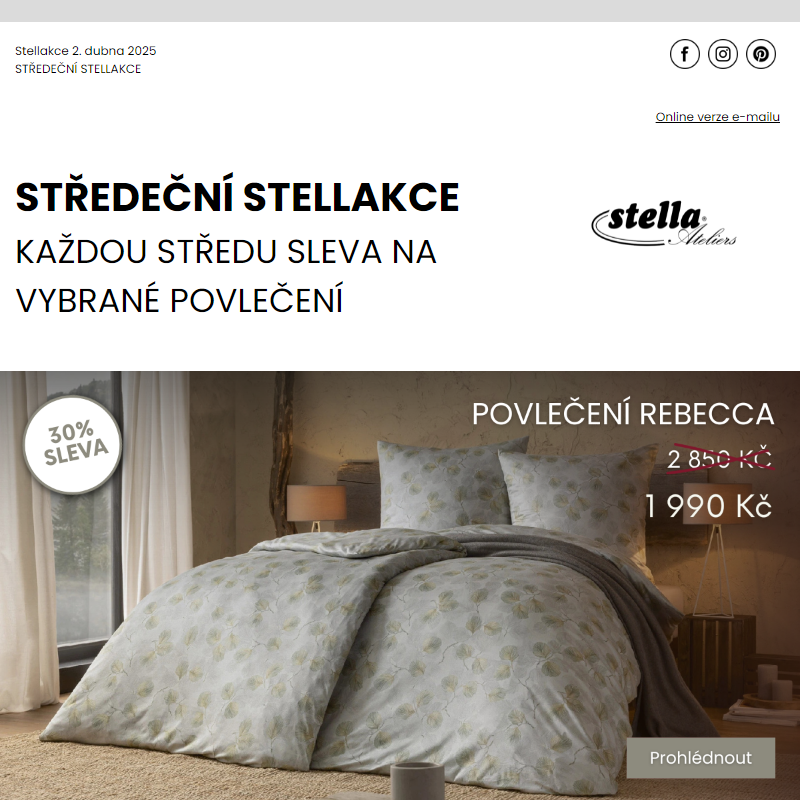 Stellakce: Jen 24 hodin Povlečení Rebecca za 1 990 Kč